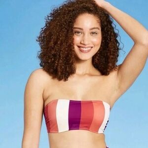 Shade & Shore Women's Light Lift Bandeau Bikini Top - Neatural Stripe, 34C